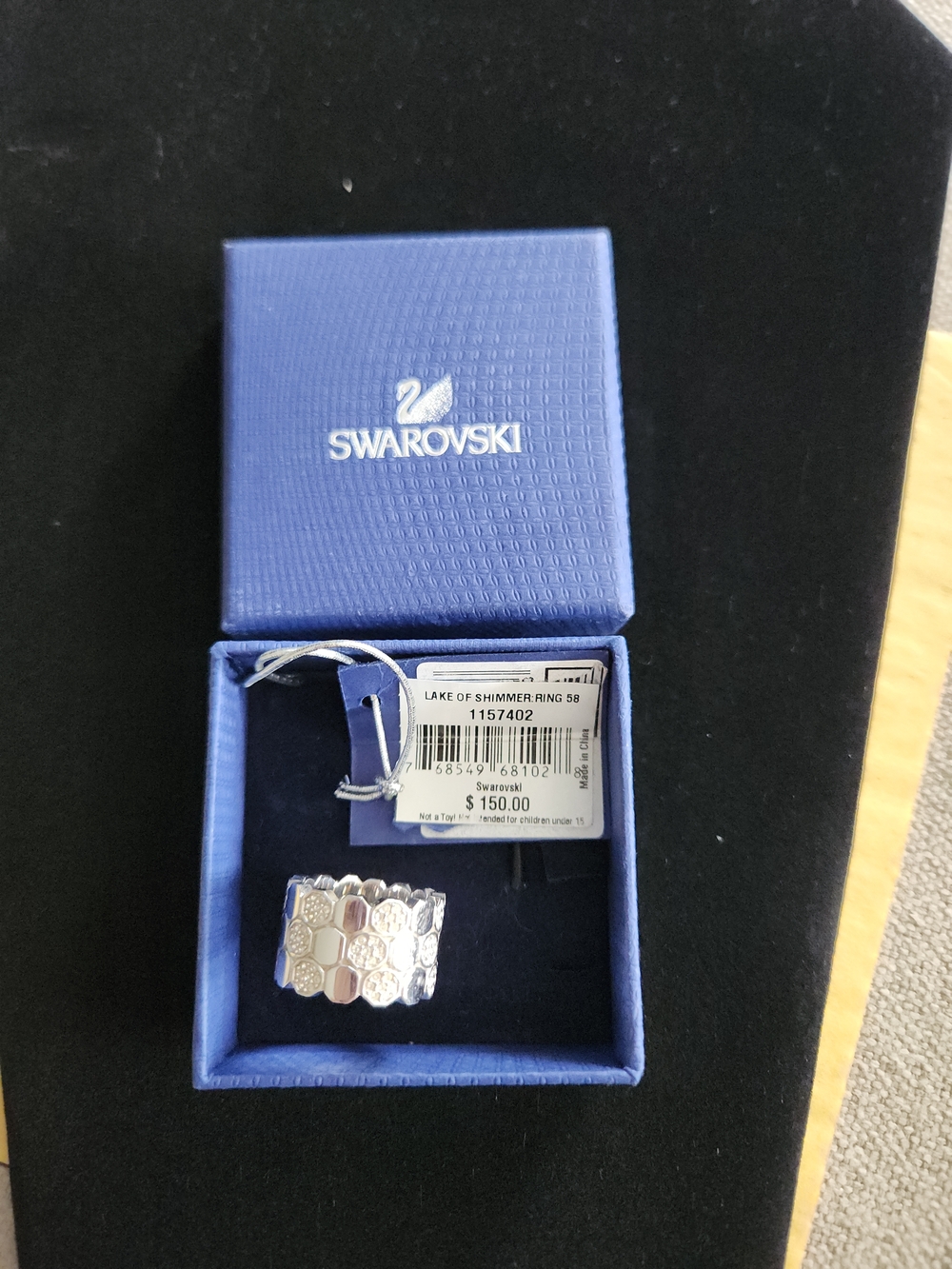 Swarovski Silver Hexagon Shimmer Band Ring